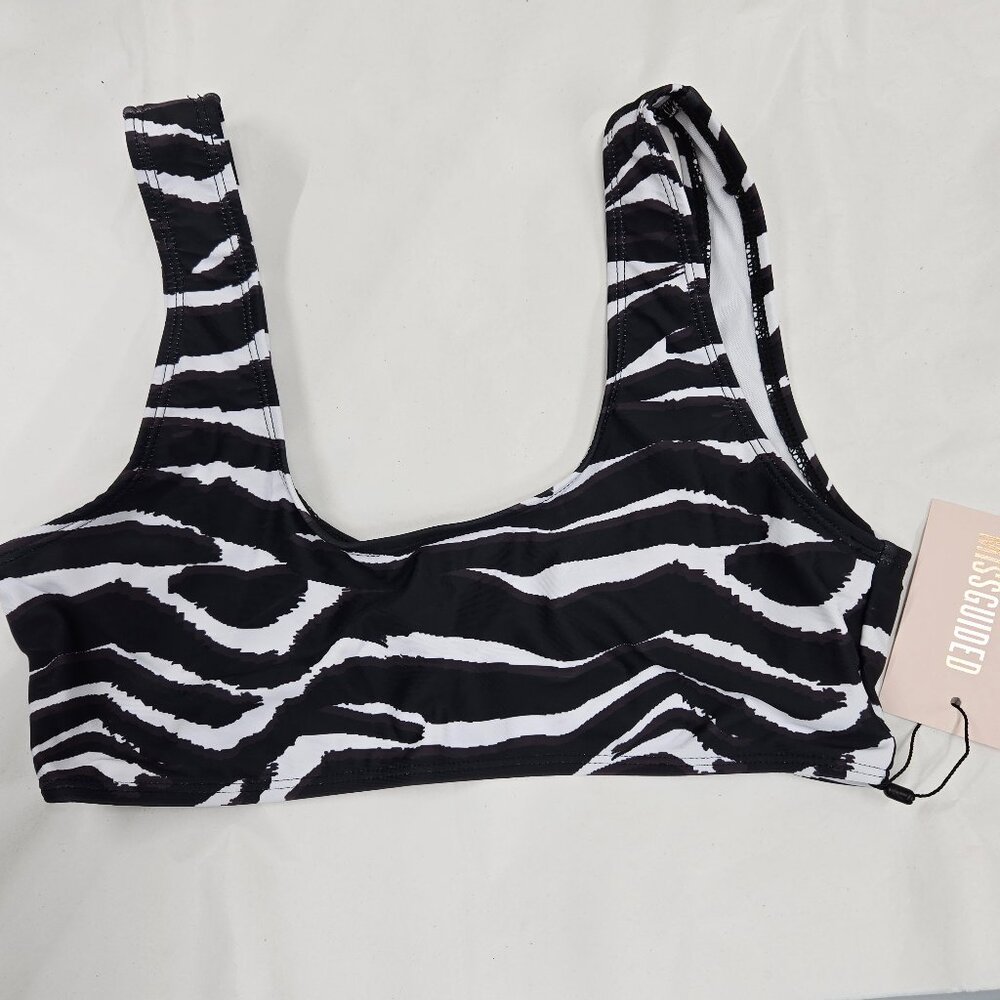 NEW ASOS Missguided Mix & Match Scoop Neck Bikini Top Zebra Print SZ 8 MSRP $20 - Picture 4 of 8